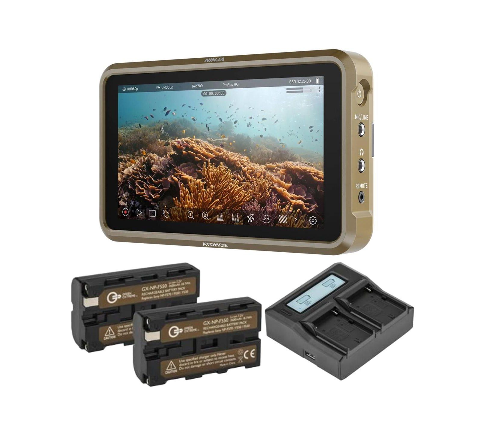 Монитор Atomos Ninja V 5.2" 8K HDMI H.265 Raw Recording с комплектом аккумуляторов и зарядным устройством