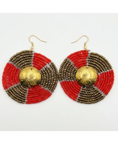 KENDI AMANI Multi-Color African Beaded Statement Earrings