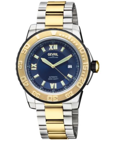 Мужские часы Gevril Seacloud Swiss Automatic, двухцветные, с браслетом