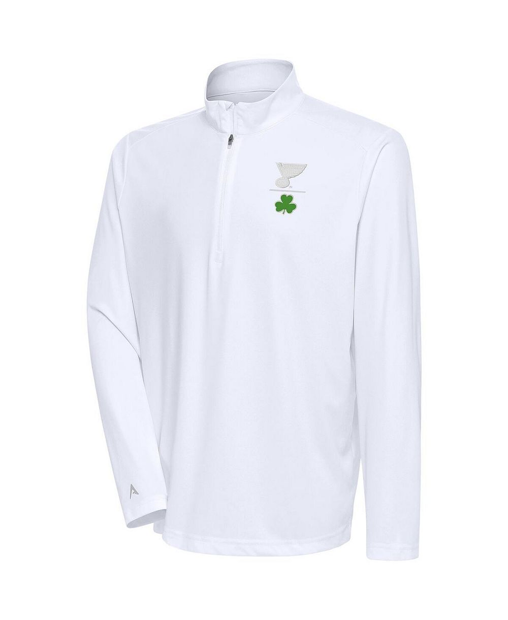 Кофта Antigua Men's White St. Louis Blues Shamrock Tribute Quarter-Zip