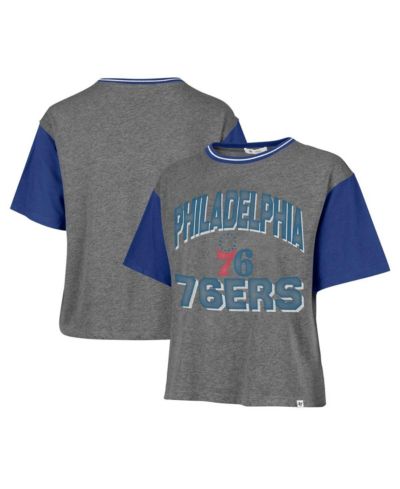 '47 Brand Women's Gray Philadelphia 76ers Rise Clubhouse Ziggy Color Block T-Shirt
