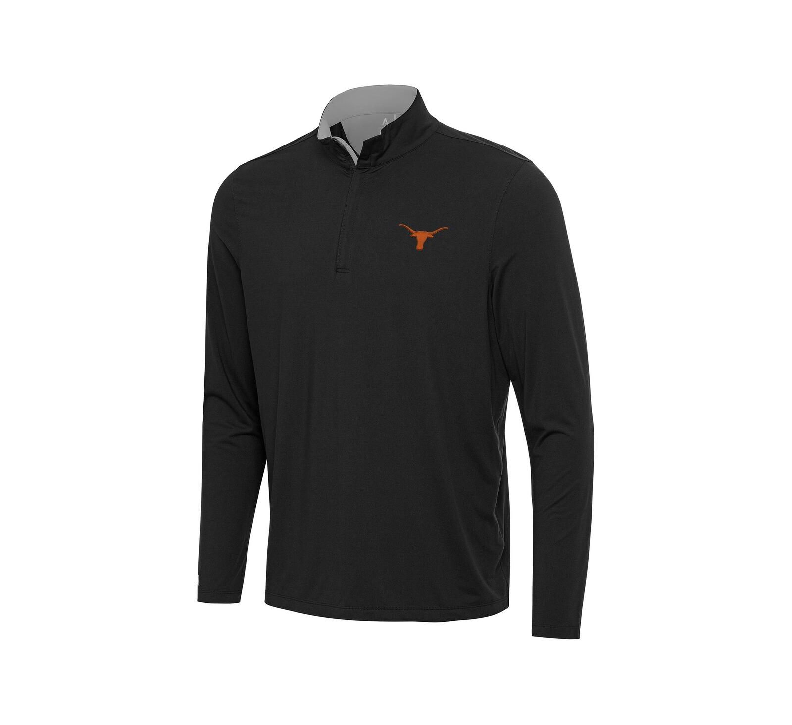 Antigua Мужская ветровка Texas Longhorns Content Quarter-Zip Black/Gray