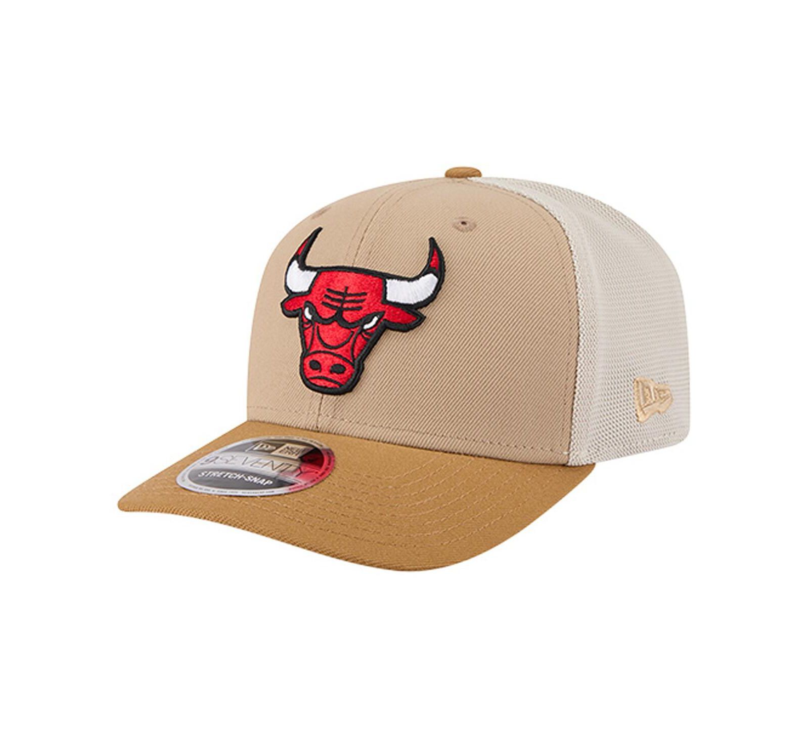 Мужская двухцветная кепка-тракер New Era Chicago Bulls 9SEVENTY регулируемая, бежевая/светло-коричневая