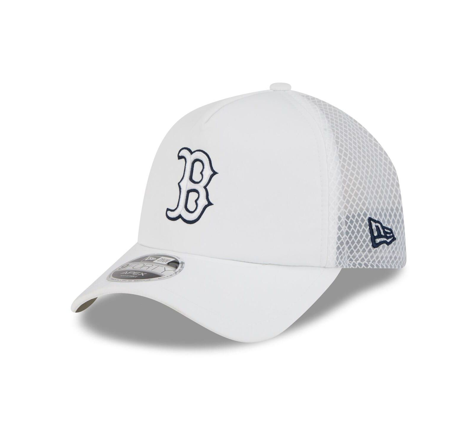 New Era Men's White Boston Red Sox 2026 Batting Practice Apex 9FORTY Adjustable Trucker Hat