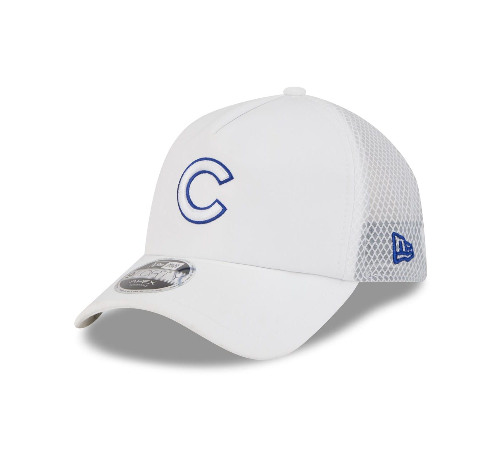 Мужская бейсболка New Era Chicago Cubs 2026 Batting Practice Apex 9FORTY Adjustable Trucker Hat, белая