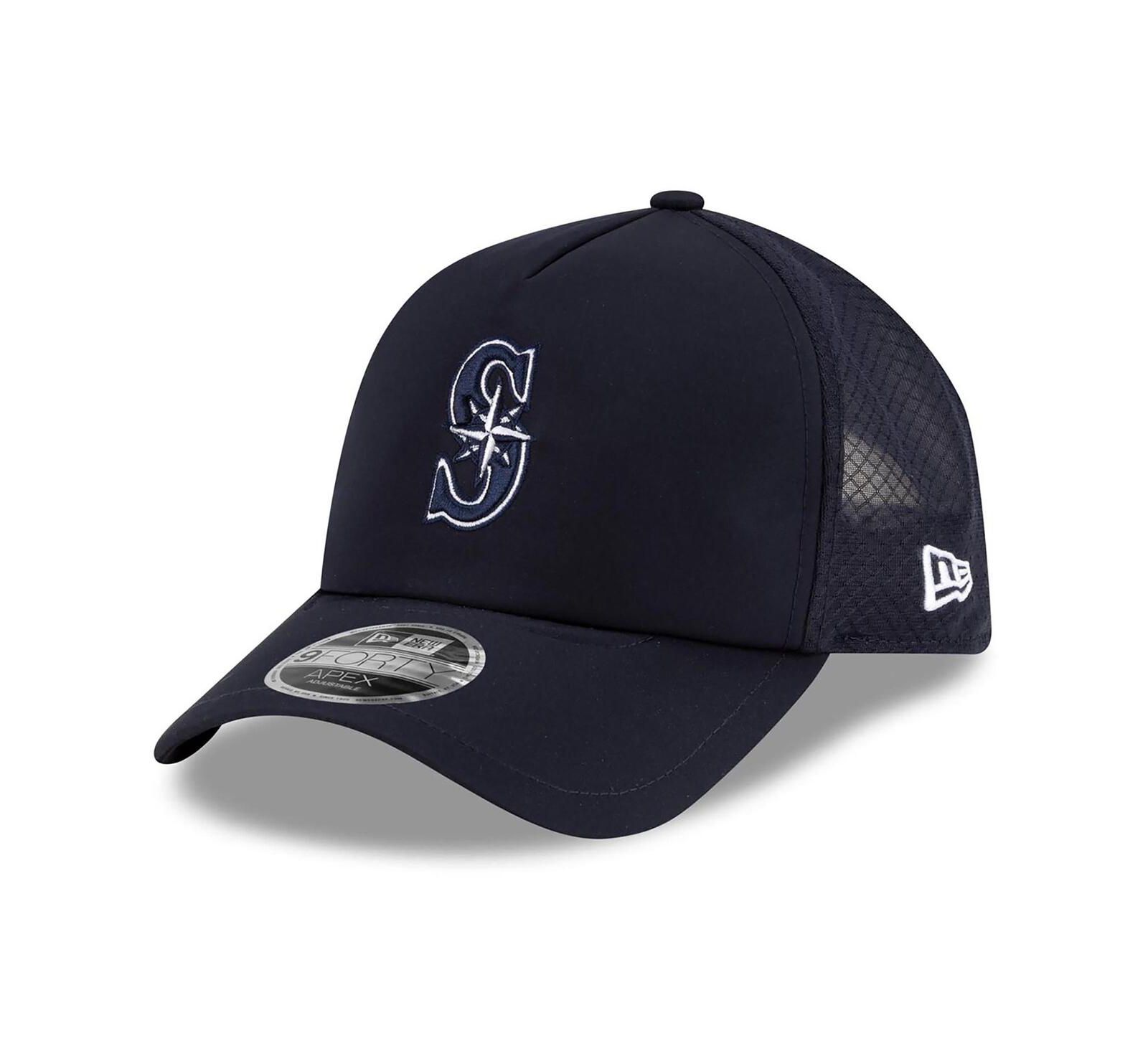 Мужская кепка New Era Seattle Mariners 2026 Batting Practice Apex 9FORTY Adjustable Trucker Hat