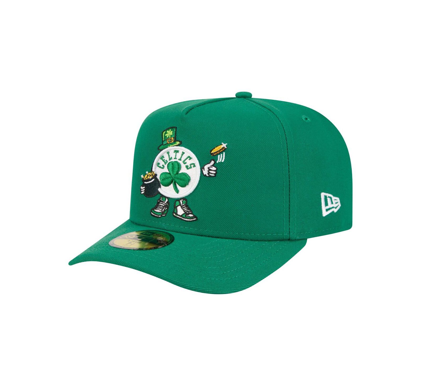 Мужская кепка New Era Kelly Green Boston Celtics Injection Cartoon Logo A-Frame 59FIFTY Fitted Hat