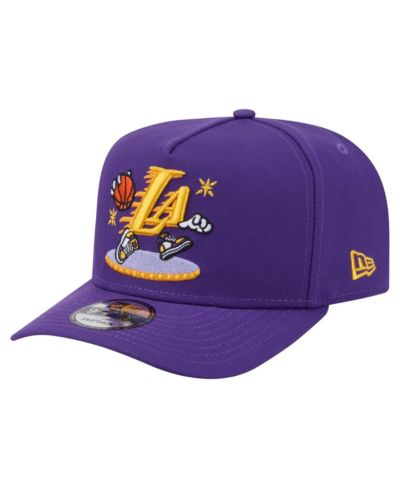 New Era Men's Purple Los Angeles Lakers Injection Cartoon Logo A-Frame 9FIFTY Adjustable Hat