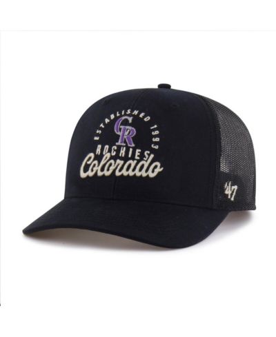'47 Brand Men's Black Colorado Rockies Pitstop Trucker Adjustable Hat