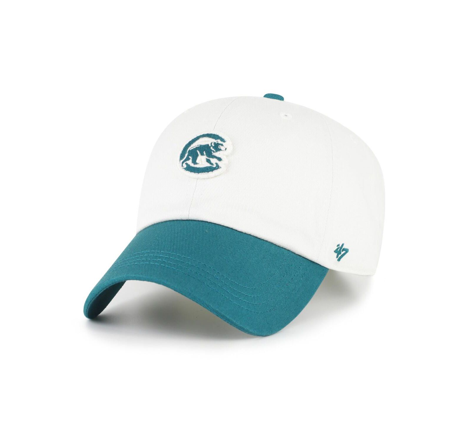 '47 Brand Men's White/Teal Chicago Cubs Contemporary Tonal Clean Up Adjustable Hat