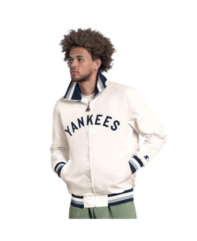 Мужская университетская куртка Starter White New York Yankees The Captain Cooperstown Logo Full-Zip Varsity