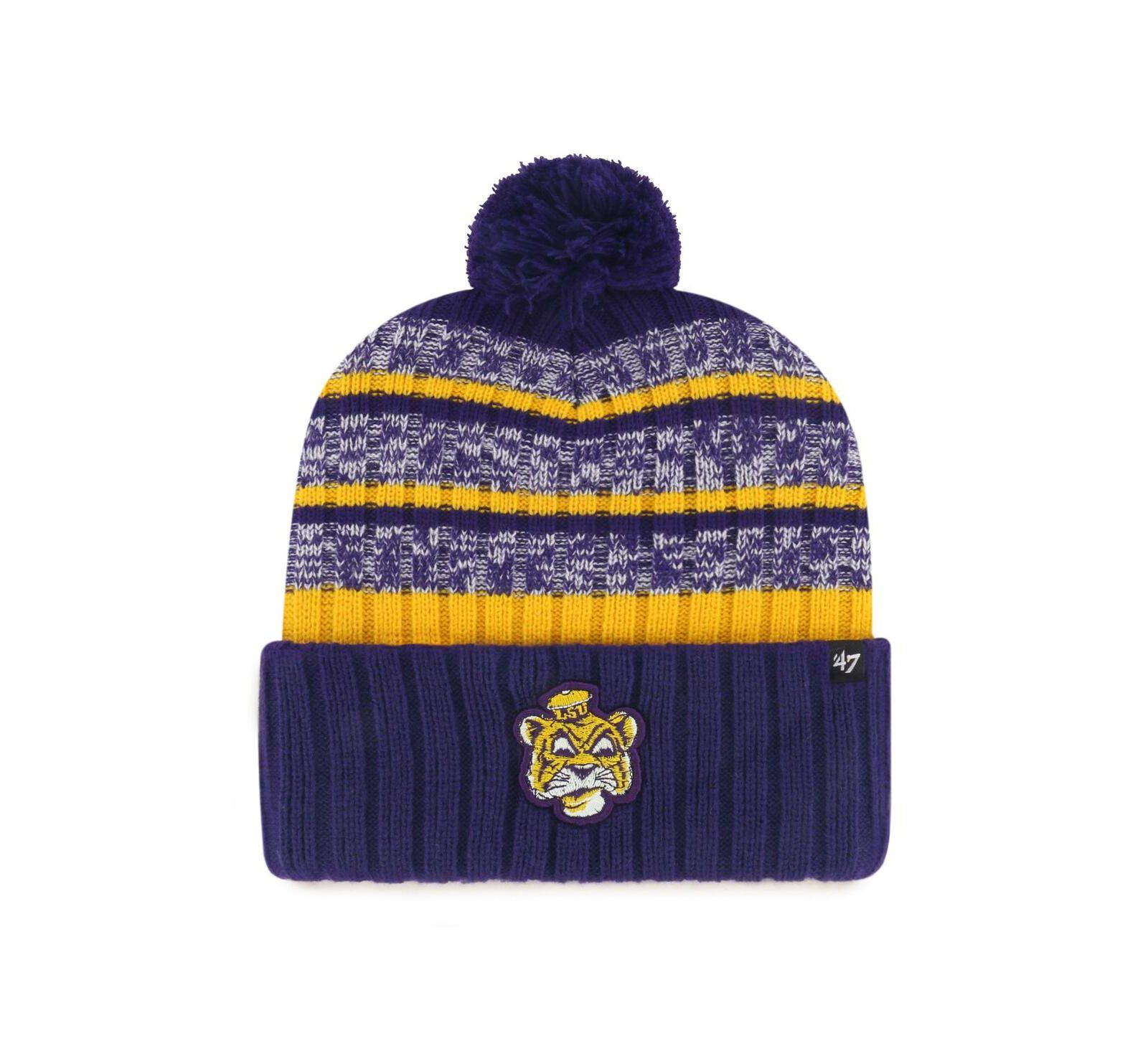 '47 Brand Men's Purple LSU Tigers Tavern Cuffed Knit Hat with Pom