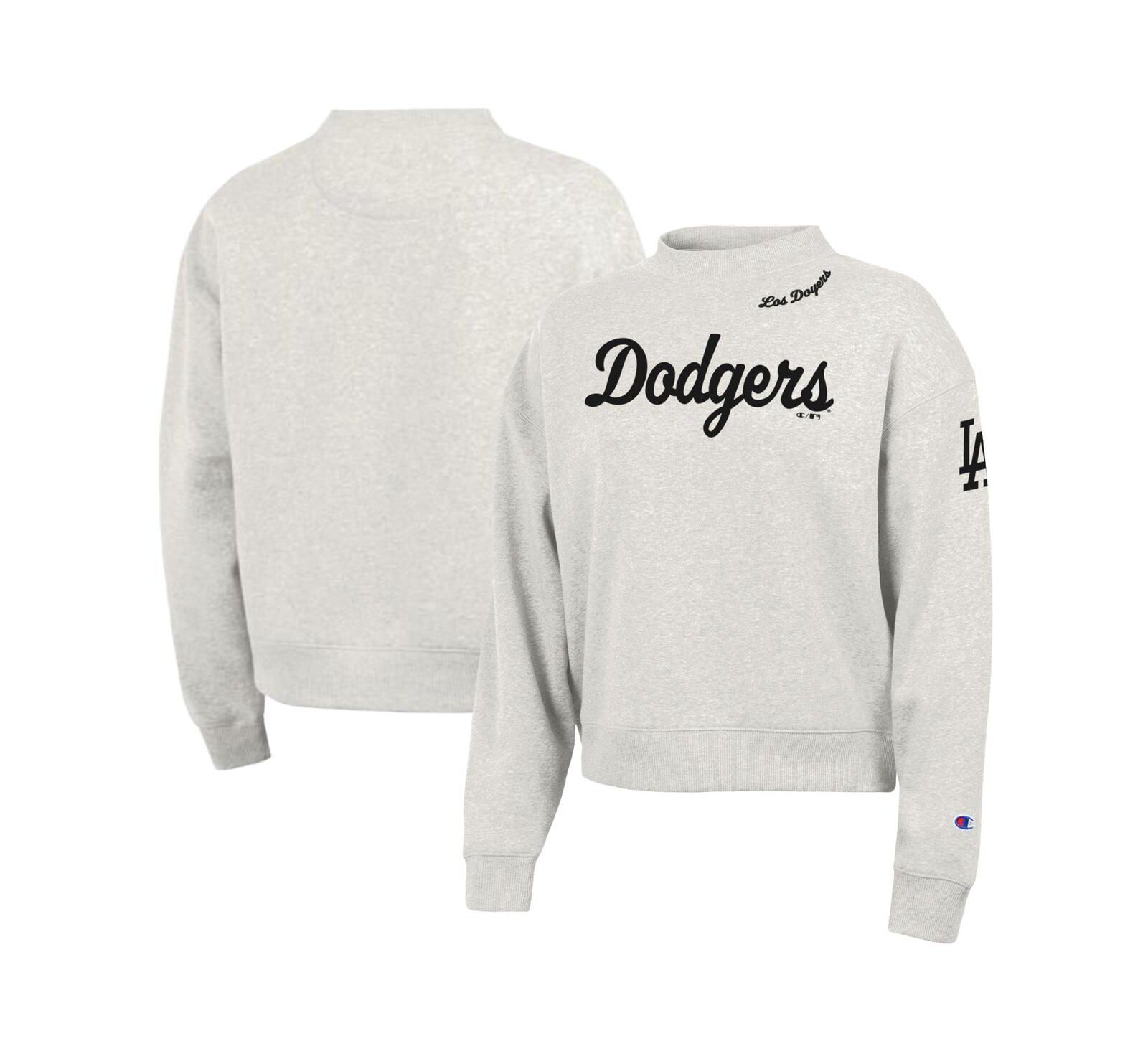 Champion Women's Stone Los Angeles Dodgers Triumph Tri-Blend Sweatshirt