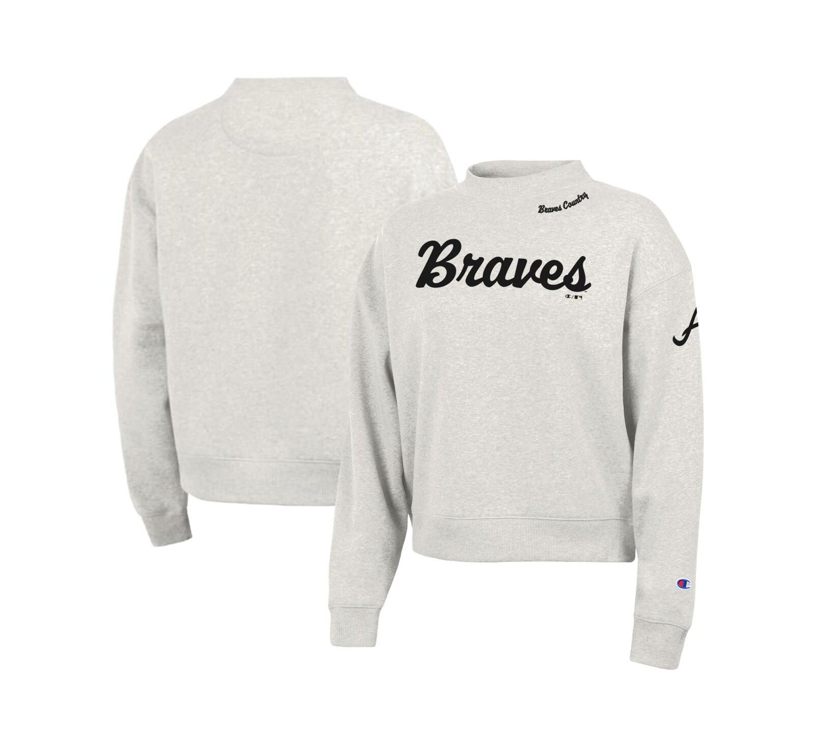 Champion Women's Stone Atlanta Braves Triumph Tri-Blend Sweatshirt