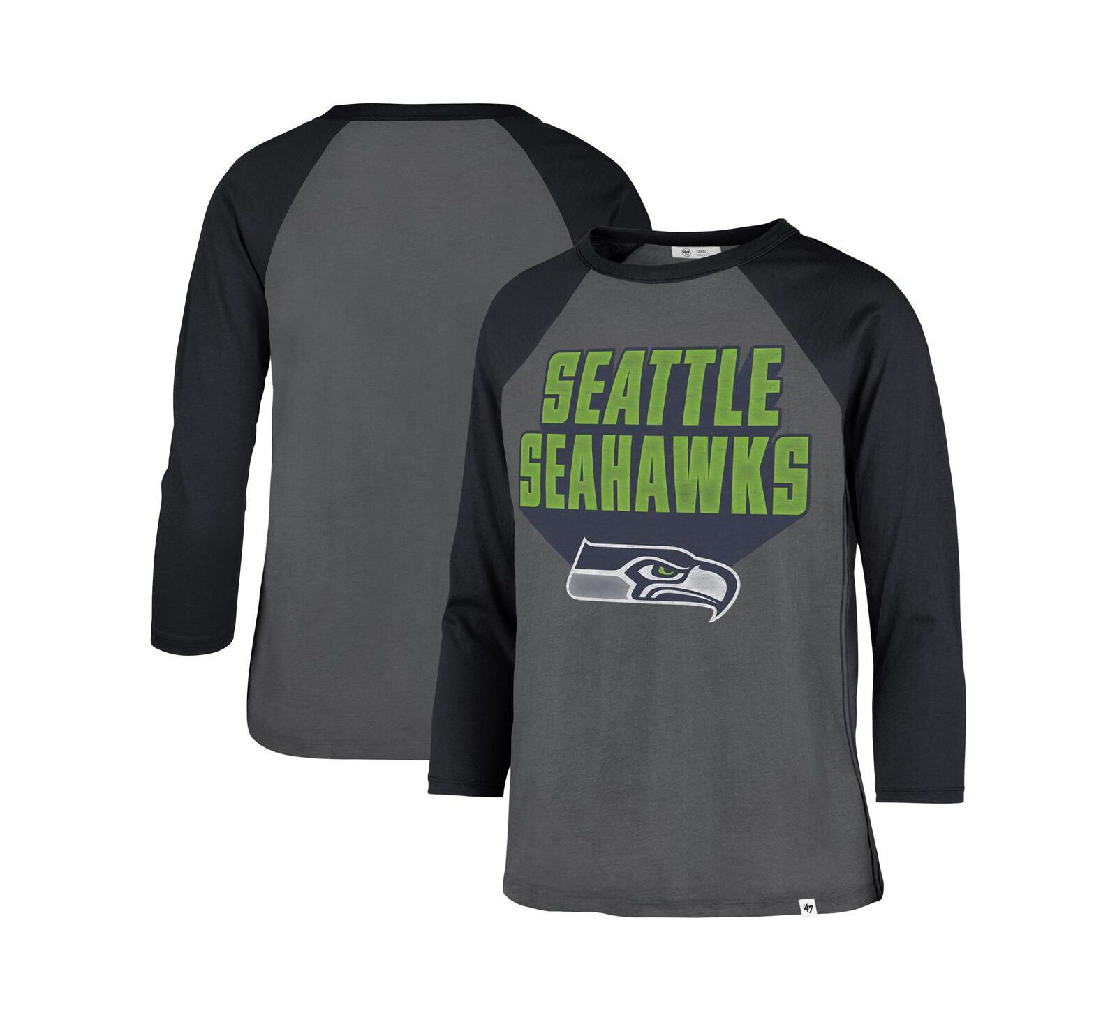 '47 Brand Women's Charcoal Seattle Seahawks Jetset Ava Raglan Long Sleeve T-Shirt