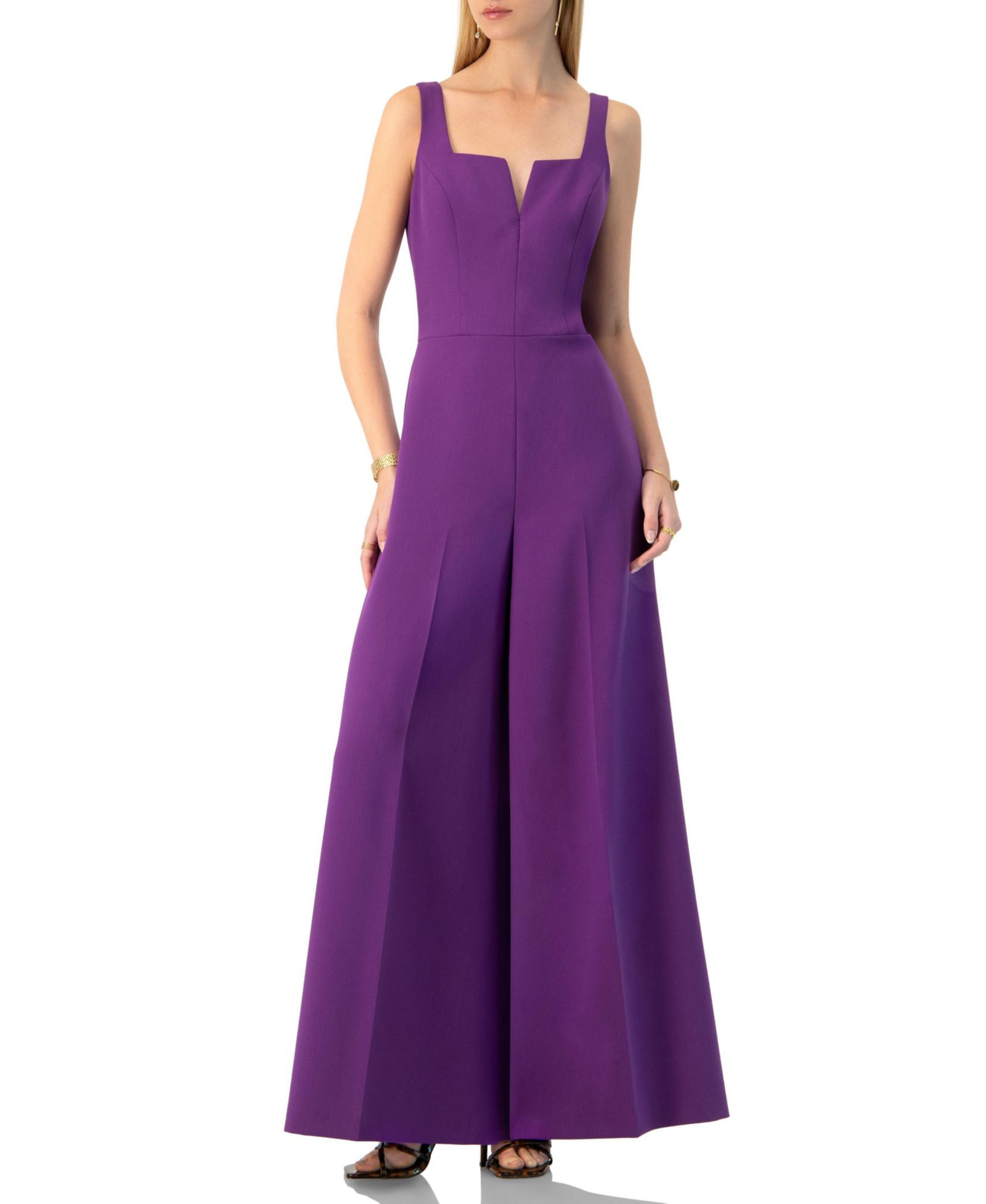 Ivonne Women's Wide-Leg Jumpsuit with Classic Strap and Squared Neck