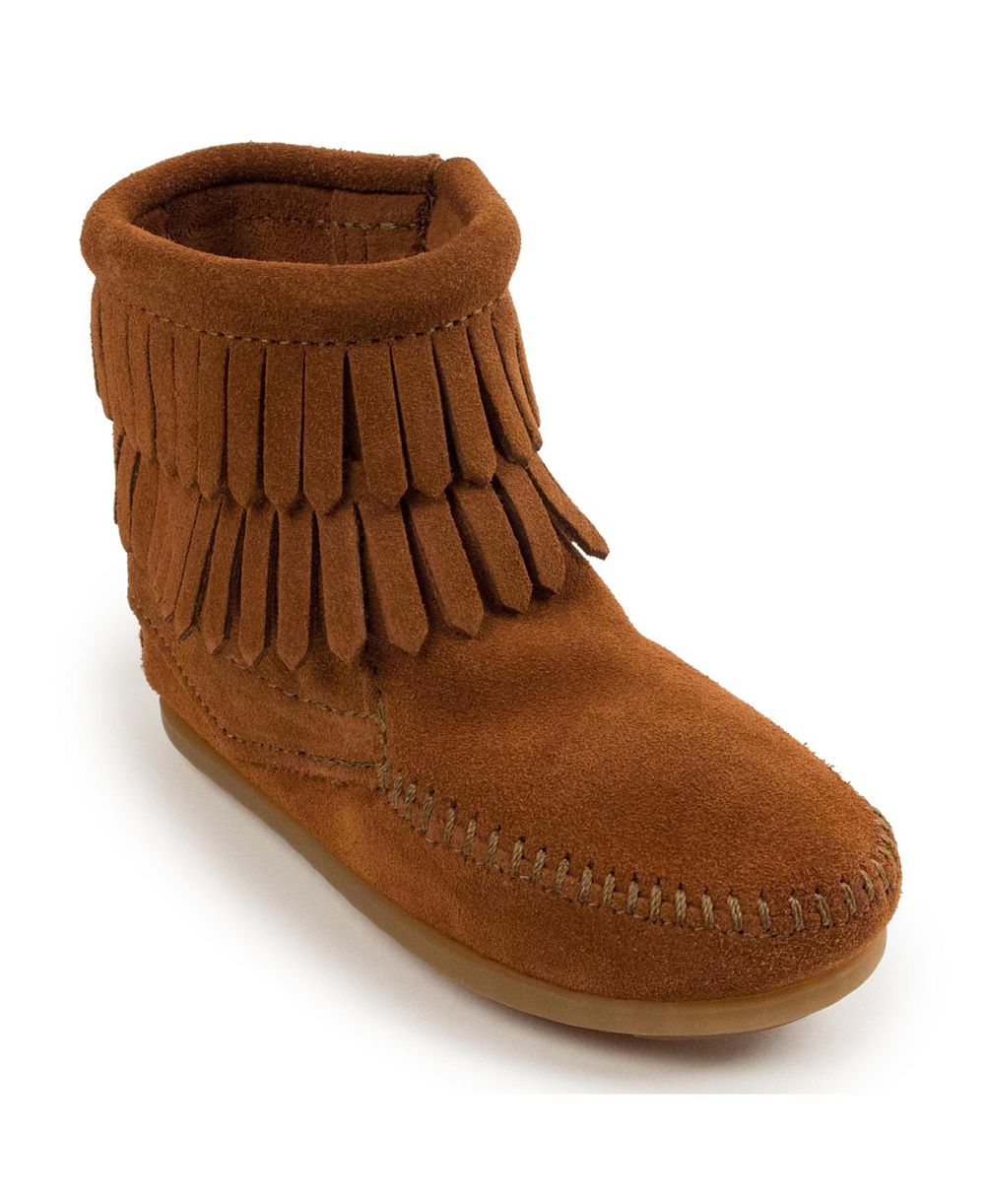 Детские замшевые сапоги Minnetonka с двойной бахромой и боковой молнией