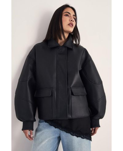 Длинная бомбер-куртка Nasty Gal Women's из искусственной кожи