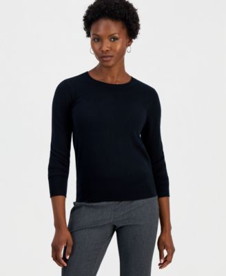 I.N.C. International Concepts Petite Fitted Long-Sleeve Crewneck Sweater, Macy's Exclusive