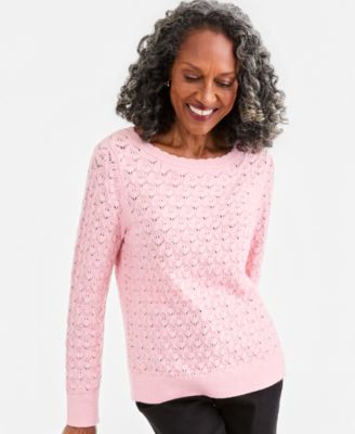 Style & Co Petite Boat Neck Lightweight Pointelle-Knit Sweater, Macy's Exclusive