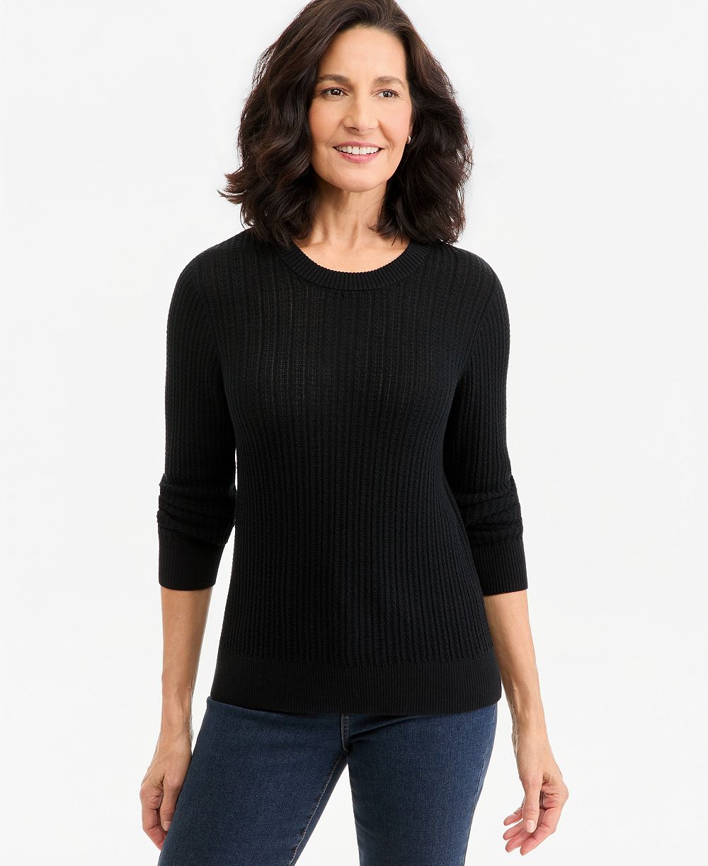 Style & Co Women's Mix Stitch Crewneck Cotton Sweater, Macy's Exclusive