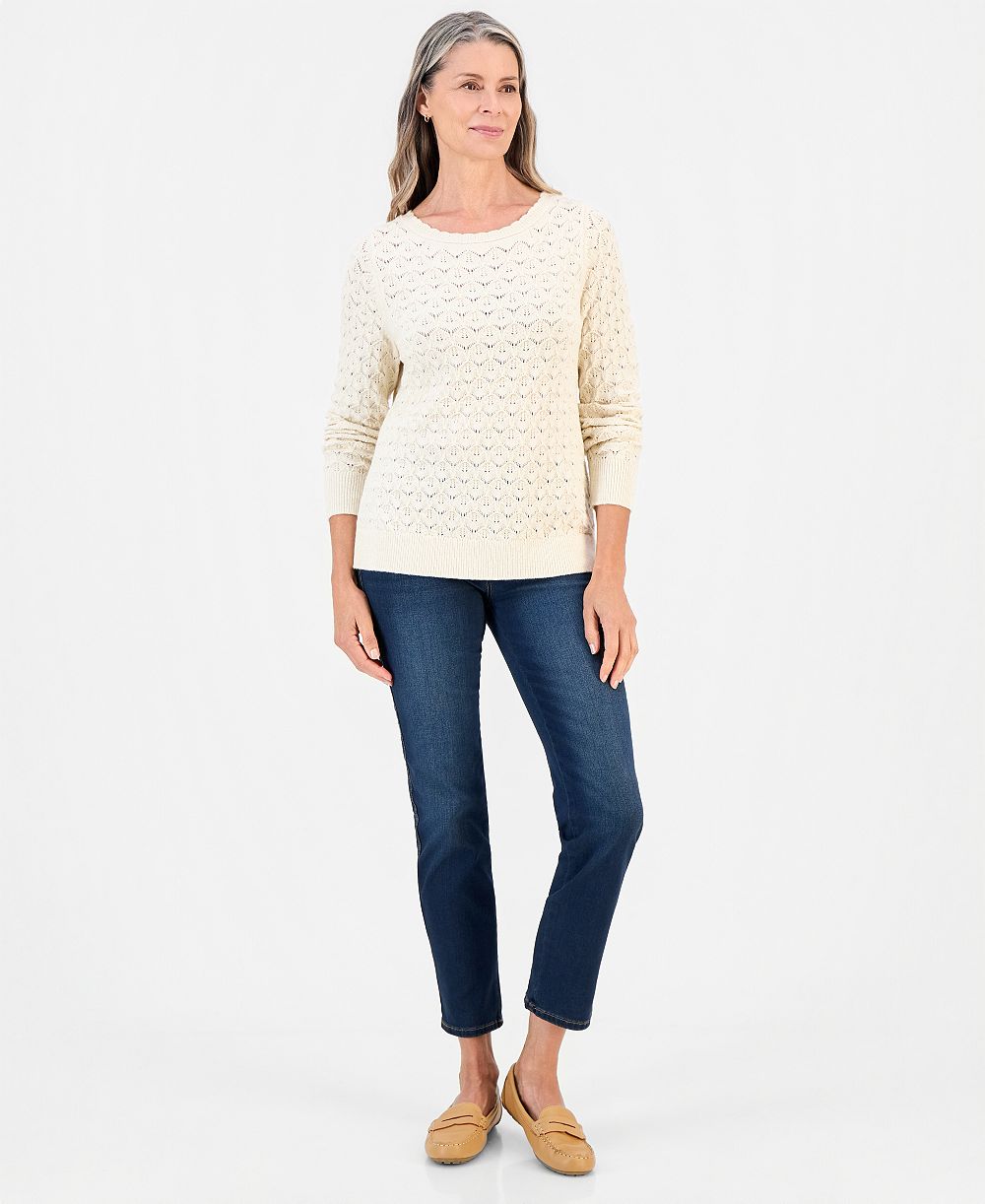 Style & Co Women's Lurex Boatneck Pointelle Sweater, Macy's Exclusive