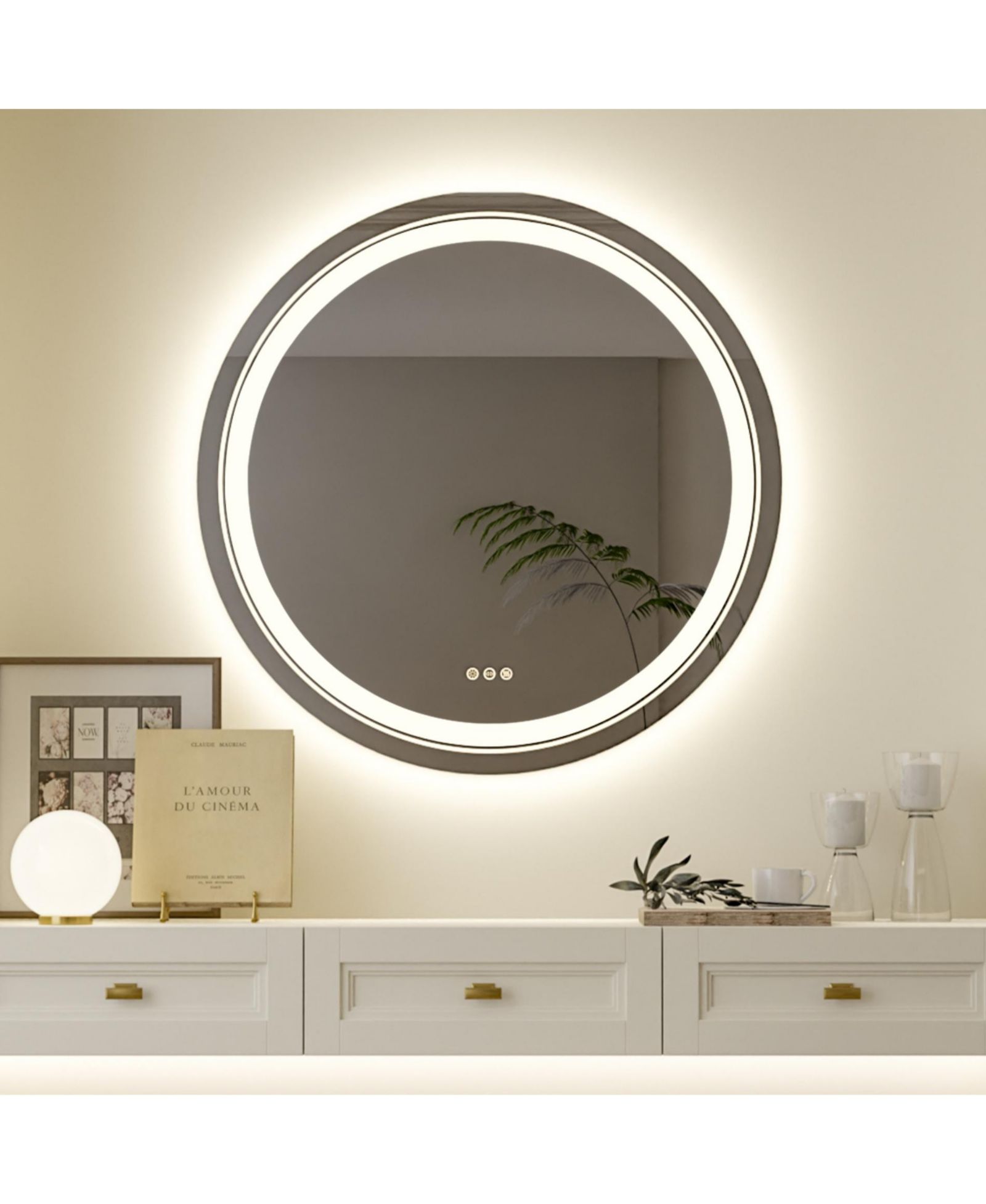 LUVODI 56"x28" Large Lighted Wall Mounted Mirror 3 color Dimmable Makeup Mirror