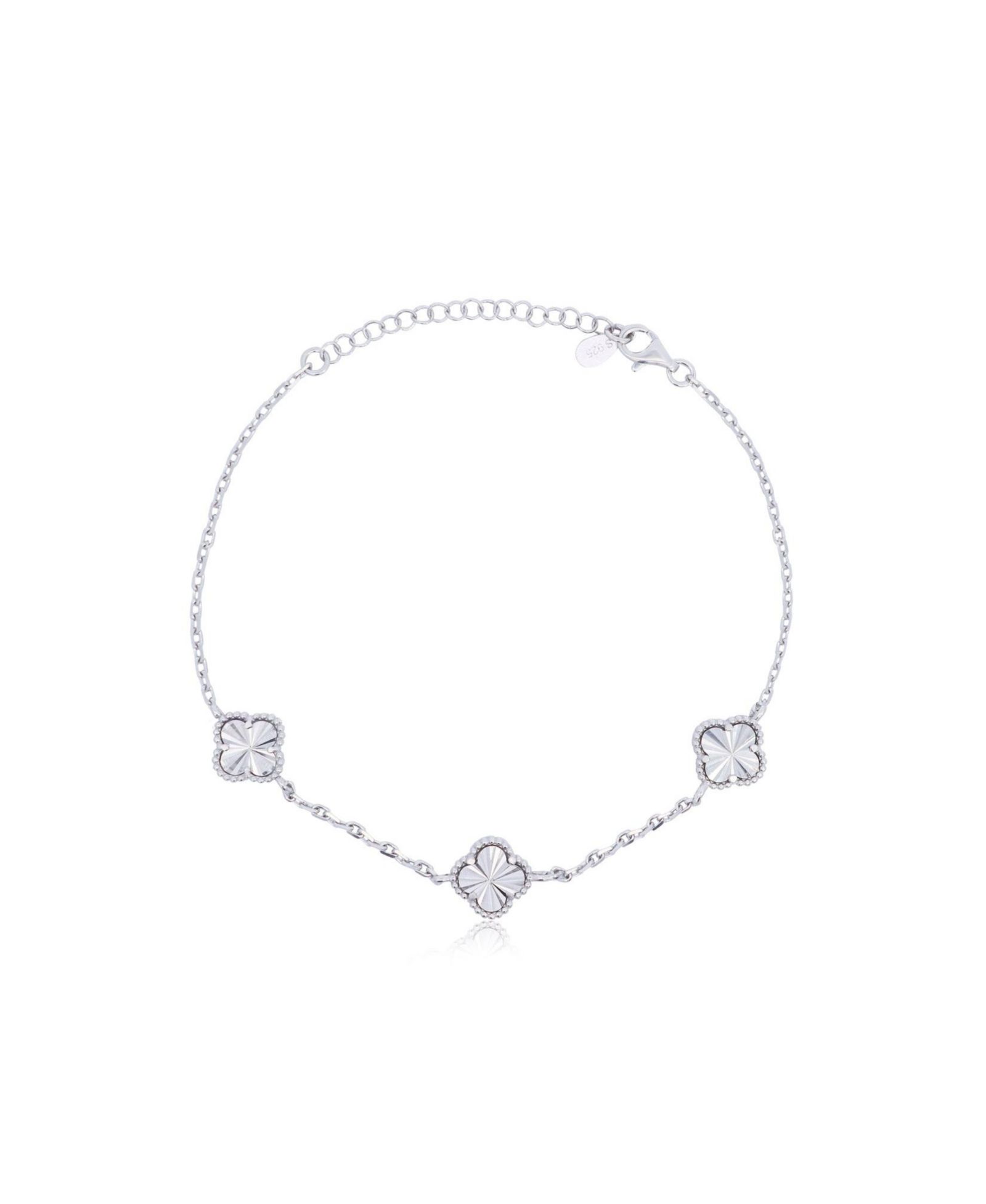The Lovery Fluted Clover Trio Bracelet Sterling Silver