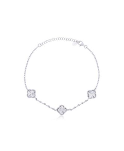 The Lovery Fluted Clover Trio Bracelet Sterling Silver