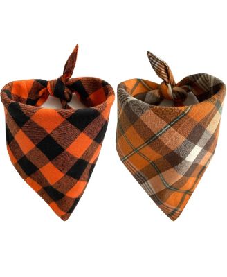 ARONKL Spring Dog Bandanas 2 Pack Floral Pet Scarves Durable Double Layer Fabric Seasonal Cute Fashionable for Dogs