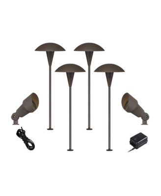 John Timberland Mushroom Mid Century Modern 8-Piece Outdoor Landscape Path and Spotlight Set Porch LED Bulb Finish
