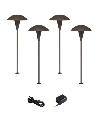 John Timberland Mushroom High Mid Century Modern 6-Piece Outdoor Landscape Path Light Set Porch LED Bulb Finish