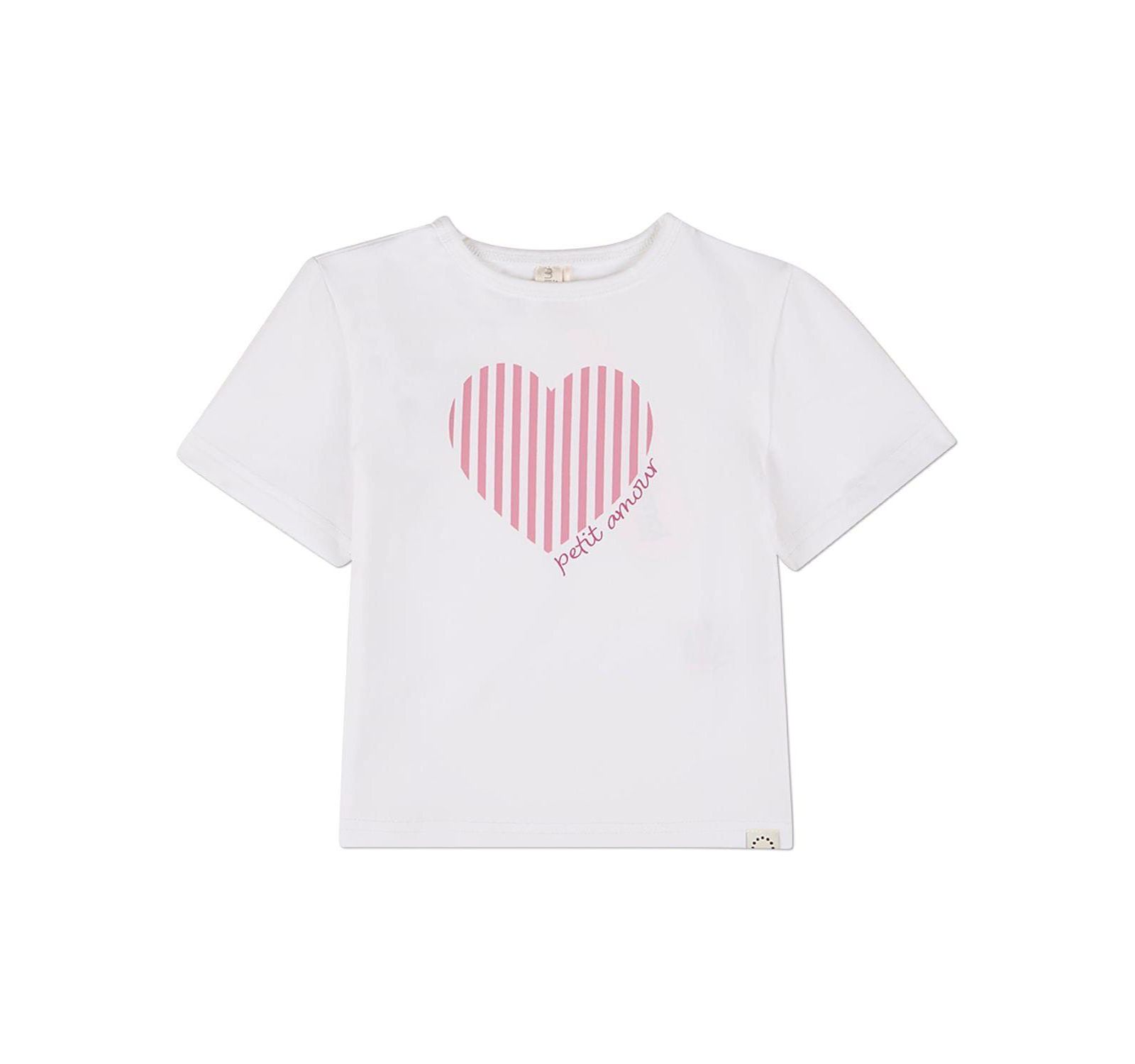 Детская футболка MeMoi Little Girls Petit Amour Heart-Themed Cotton-Rich Short-Sleeve