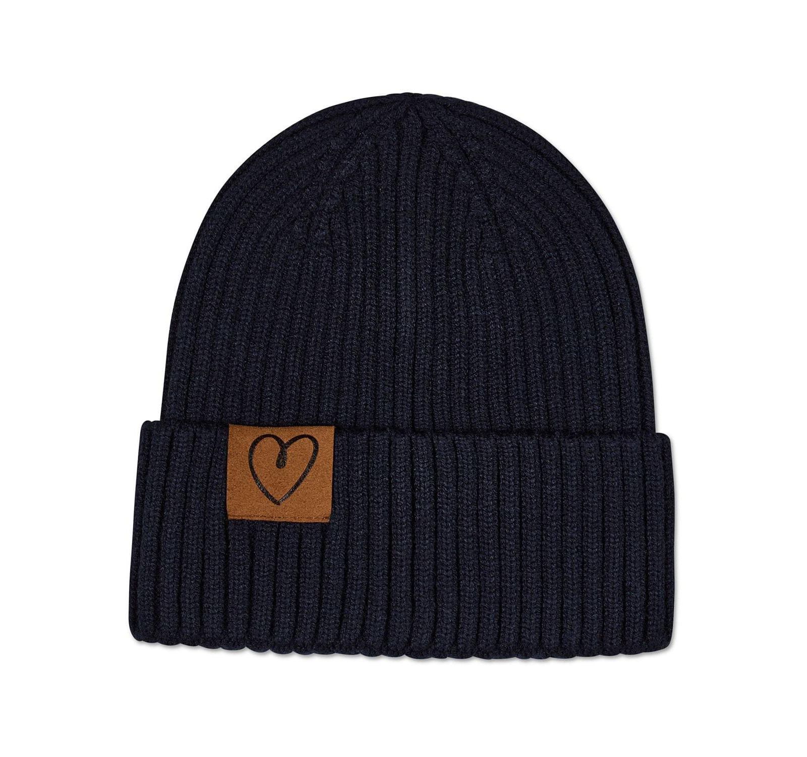 MeMoi Kids Cozy Heart-Patch Ribbed Rayon-Blend Knit Beanie