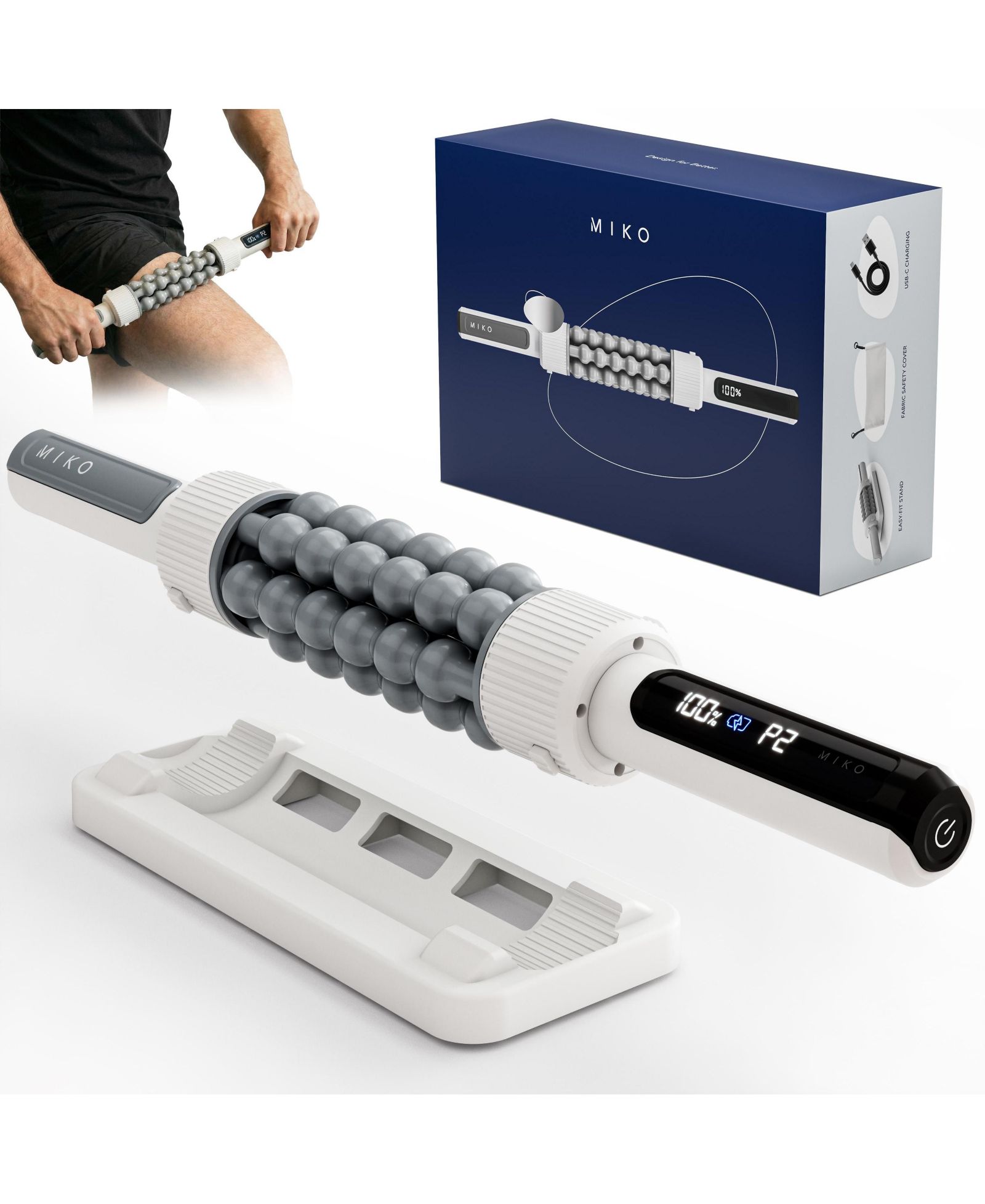 Miko Swift Hands-Free Rolling Percussive Massager for Muscle Recovery, Tension Relief, and Relaxation