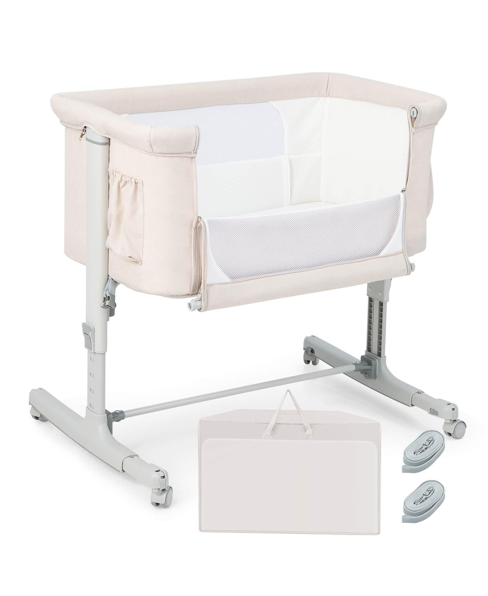 SUGIFT Portable Baby Bedside Bassinet with Adjustable Heights and Bag