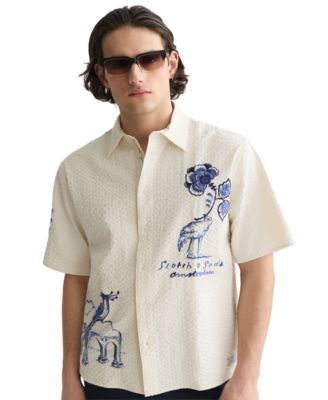 SCOTCH & SODA Мужская рубашка с воротником Camp Artwork Delfts Blauw