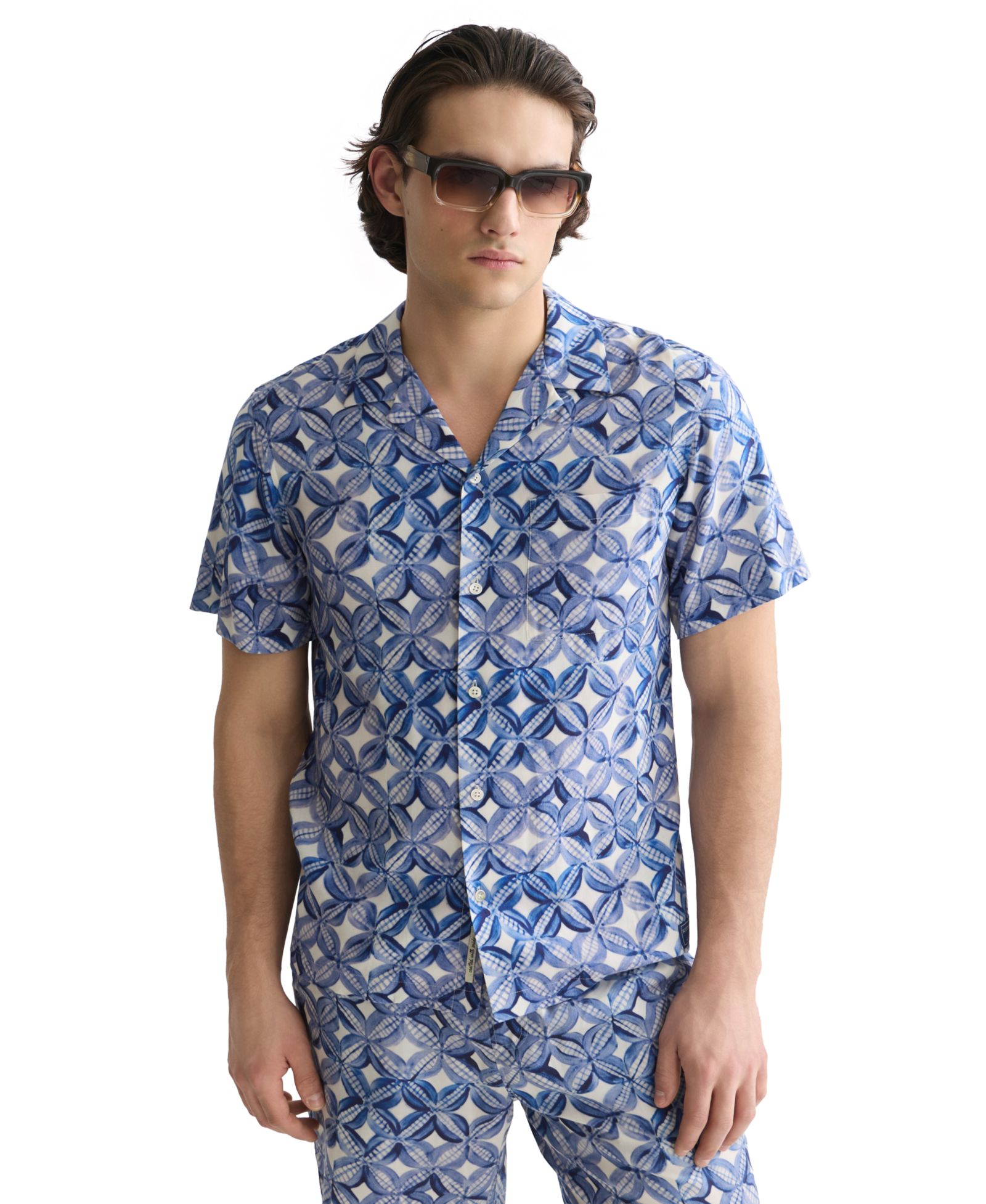 Мужская рубашка SCOTCH & SODA Short-Sleeve Tiles Flower Blue