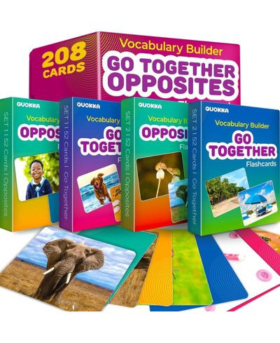 Quokka Vocabulary and Action Verbs Flash Cards, 364-Piece Set, Ages 3+