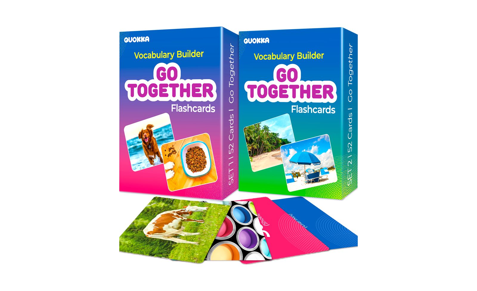 Quokka Vocabulary and Action Verbs Flash Cards, 364-Piece Set, Ages 3+