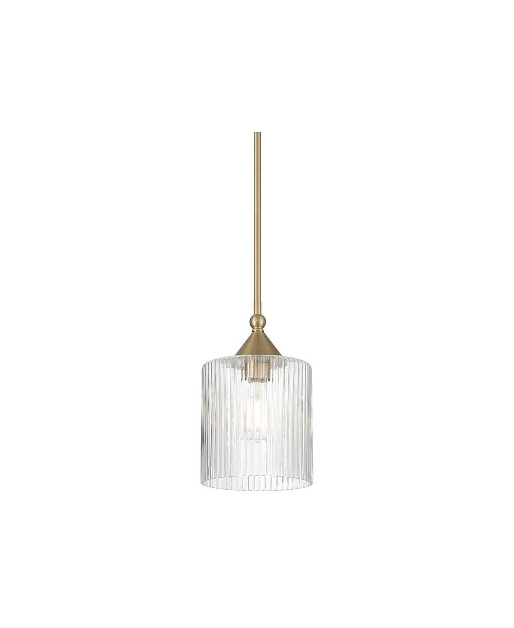 Мини-подвесной светильник Possini Euro Design Krakow из рифленого стекла, satin brass