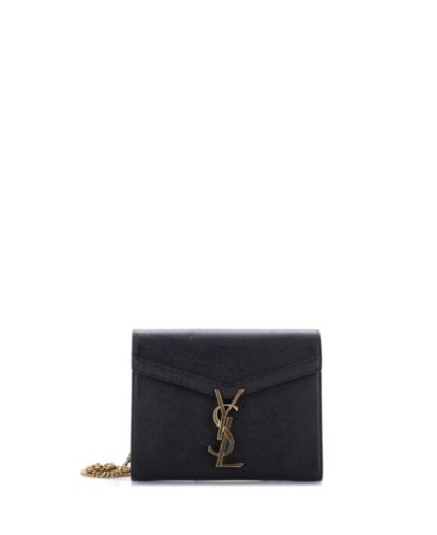 Saint Laurent Mini Cassandra кожаный кошелек с цепочкой, б/у