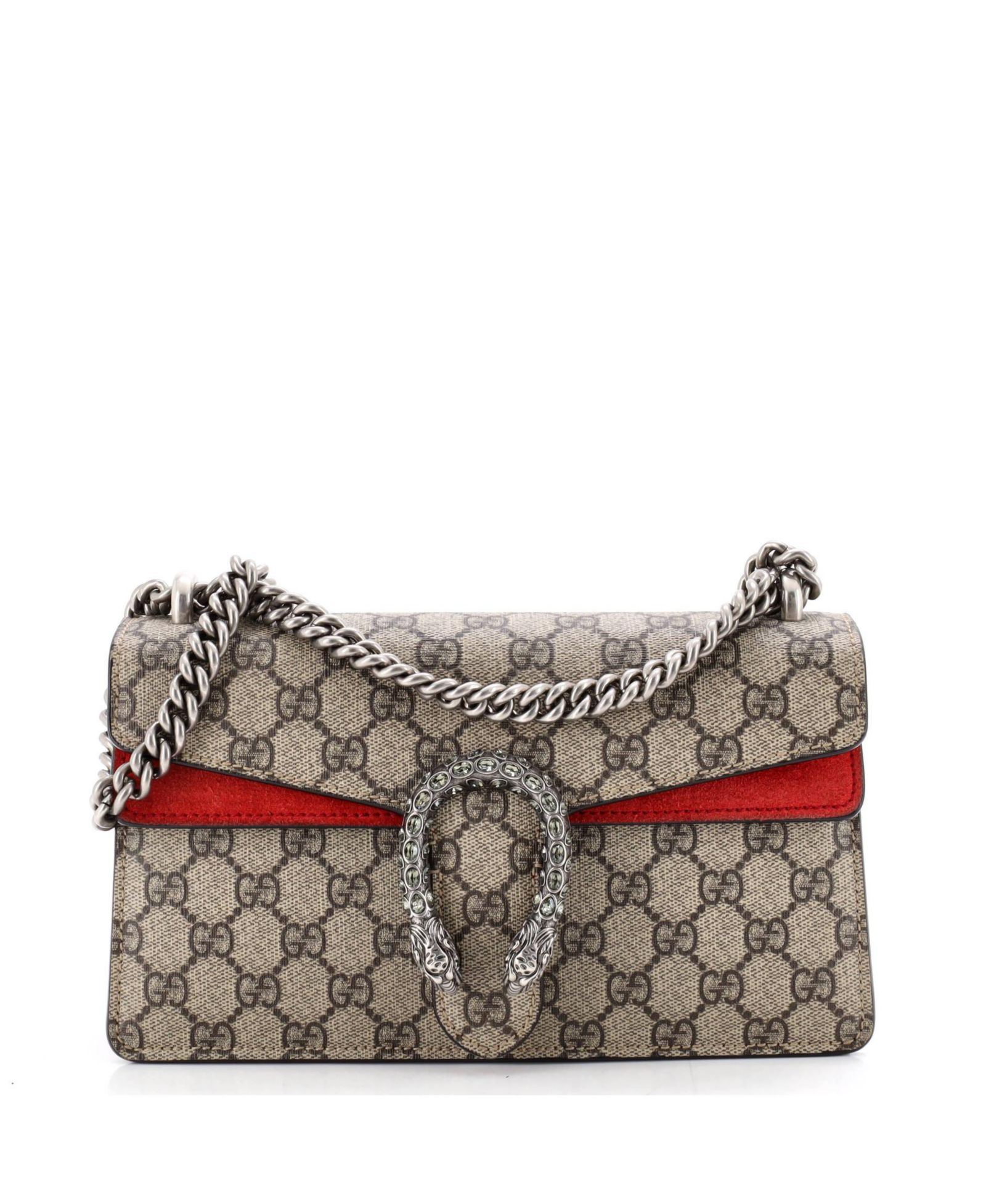 Pre-Owned Gucci Small Dionysus Bag GG Coated Canvas with Crystal Embellished Metal
