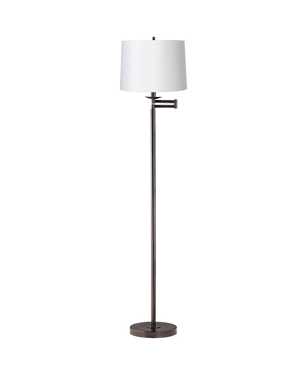 360 Lighting Modern Swing Arm Floor Lamp Tall Hardback Drum Shade for Living Room Reading Bedroom Office