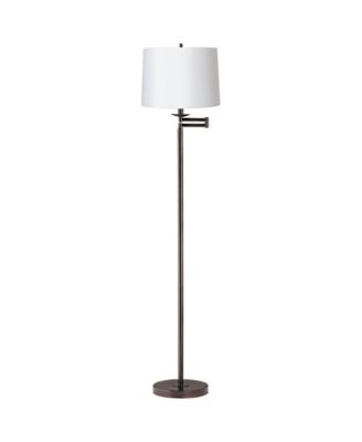 360 Lighting Modern Swing Arm Floor Lamp Tall Hardback Drum Shade for Living Room Reading Bedroom Office