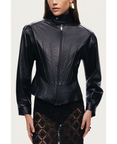 Женская кожаная куртка NOCTURNE Zip-Front Fitted
