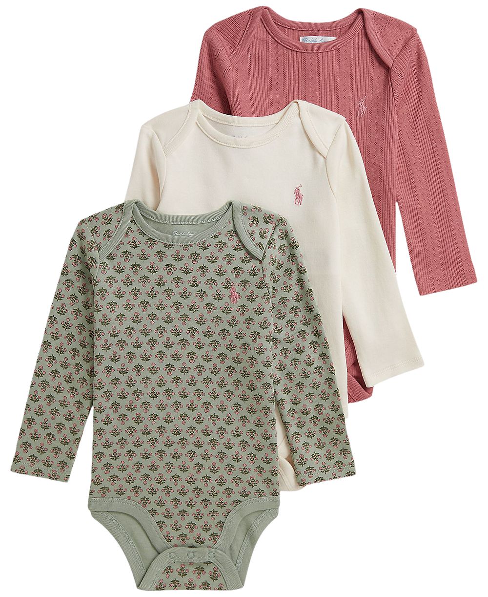 Боди Polo Ralph Lauren Baby Girls' Long-Sleeve, 3-Pack