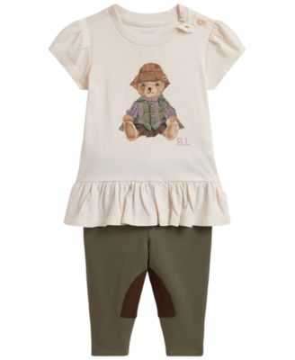 Детский комплект Polo Ralph Lauren Baby Girls' Polo Bear Jersey Peplum T-Shirt и Leggings