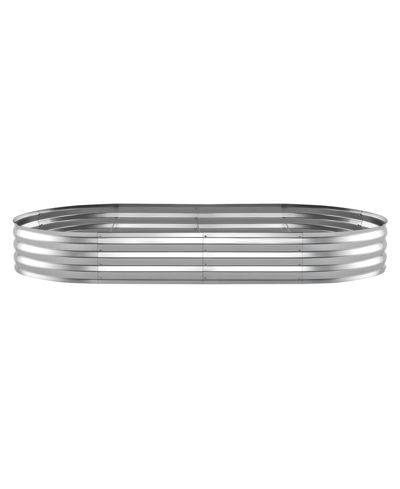 GOUUN Oval Galvanized Raised Garden Bed, 8 x 4 x 1 ft Alu-Zinc Planter Box Kit with Bottomless Design