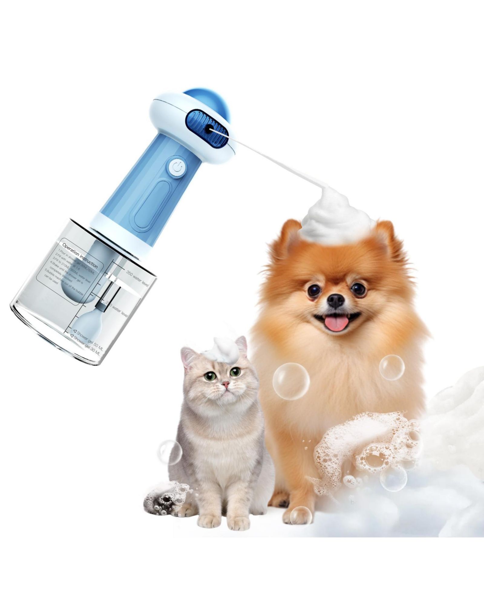 ARONKL Upgrade Waterproof Electric Dog Shower Automatic Soap Dispenser Magnetic Charging Shampoo Frother Bubble Machine Pets